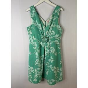 Lilly Pulitzer Green Floral Sleeveless V-Neck Dress